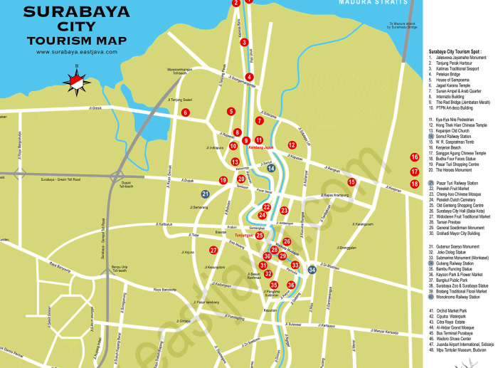 Surabaya map peta indonesia travelsmaps java east potential